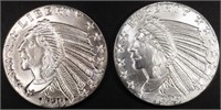 (2) 1 OZ .999 SILVER INDIAN ROUNDS