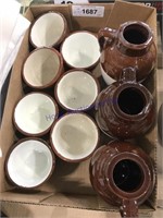 Small crock jugs and bowls