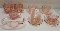 DEPRESSION GLASS COLLECTION PINK - QTY 13 PCS