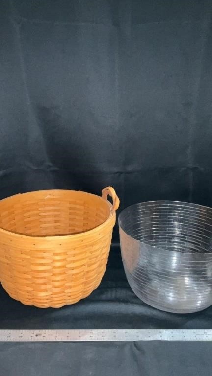 Longaberger round basket with handles, and