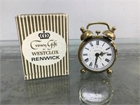 Westclox Renwick brass alarm clock - runs