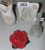 ceramic Italian rose, bell, vase, frame