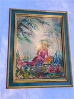 Impressionist Oil Painting Woman W/ Flowers Signed