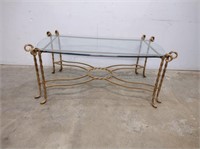Beveled Glass Top Table w/ Metal Base
