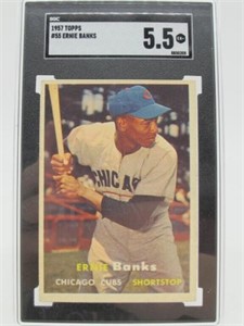 1957 TOPPS #55 ERNIE BANKS 5.5 EX+ SGC CARD