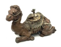 Antique Painted Metal Camel Hinged Inkwell.