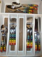 Stainless & Enamel Colorful Flat Ware Utensil Set