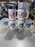 Baseball Plastic Mugs, 4 Blue Jay, 2 Yankee, 4 Col