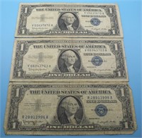 (3) 1957 B $1 SILVER CERTIFICATES
