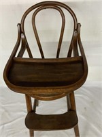 WOODEN HIGH CHAIR WITH CANE BOTTOM