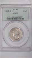 1932-D Washington 1/4 PCGS VG8