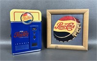 Vintage Pepsi Radio and Framed Pepsi Print