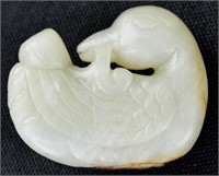 Chinese Carved Hetian Jade Swan, Inclusion Design