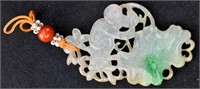 Chinese Carved Hetian Jade Monkey Pendant