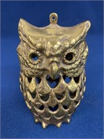 Owl Brass Tealight Holder 6”