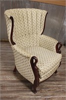 WING BACK CHAIR WITH SWAN HEAD ARMS
