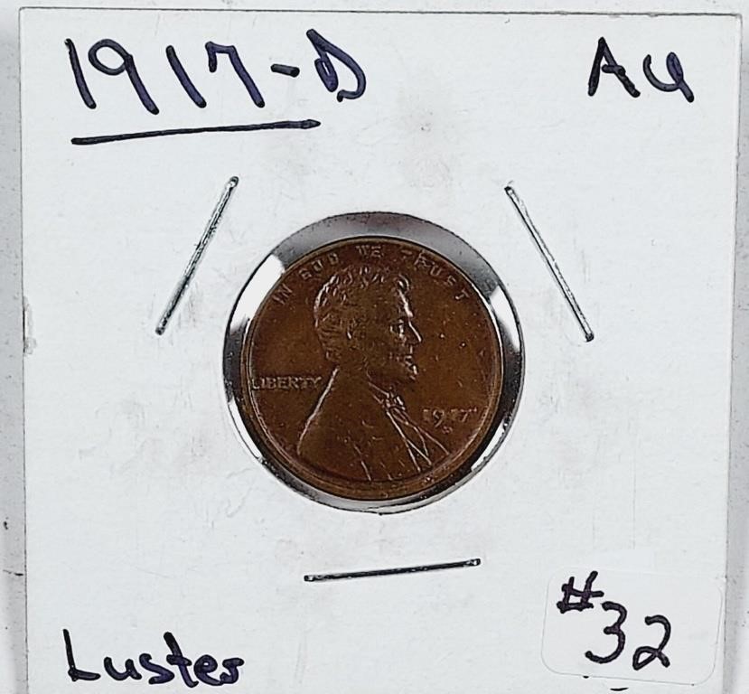 1917-D  Lincoln Cent   AU  Luster