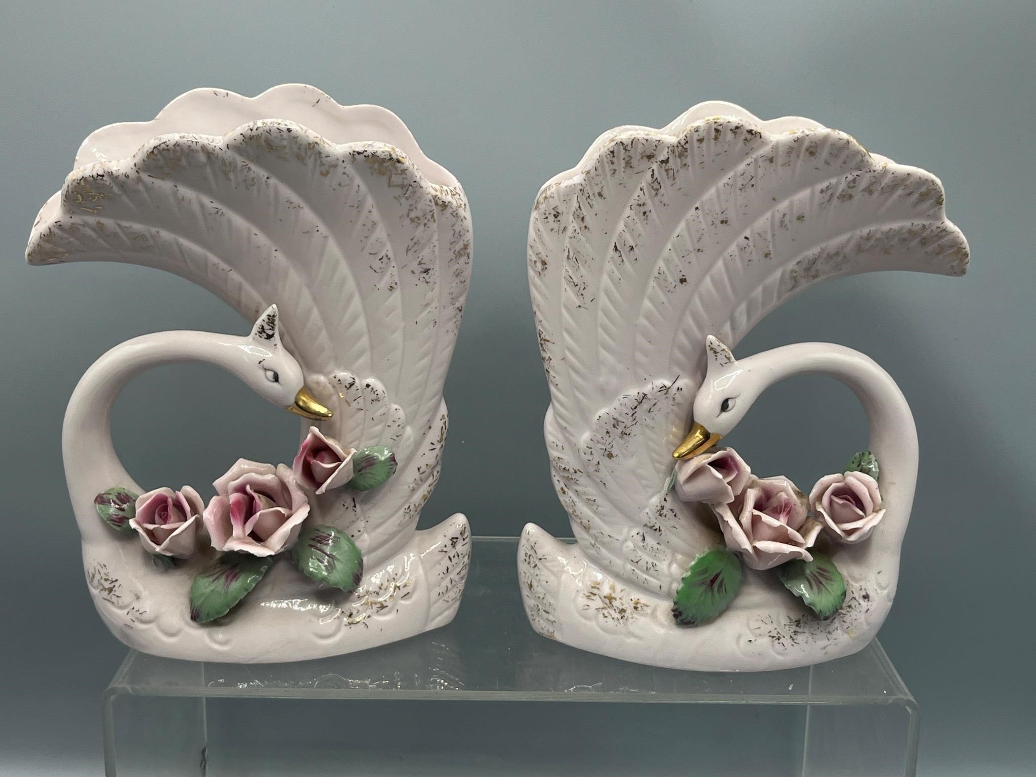 Vintage Swan planter vases