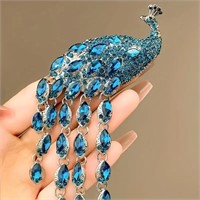 Rhinestone Embellished Peacock Brooch