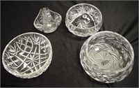 Three similar cut crystal serving bowls