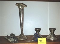 3 STERLING CANDLE HOLDERS, 6 PIECES SMALL