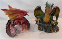 2 dragon figurines, some damage, tallest is 5.5"