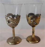 Dragon goblets - metal cherub statue, 6.5" tall