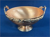 Copper Fruit Bowl with handles 9 3/4”x 5”
