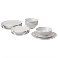 FÄRGKLAR 18-piece dinnerware set, matte light gray
