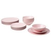 FÄRGKLAR 18-piece dinnerware set, matte light pink