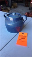 5” T American blue sawtooth lidded jar good