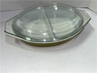 60's PYREX COVERED DIVIDED VEGETABLE BOWL