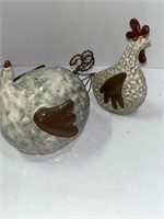 2 POTTERY HENS