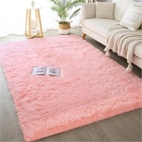5x8 Pink Area Rug  Washable  Soft  Non-Slip