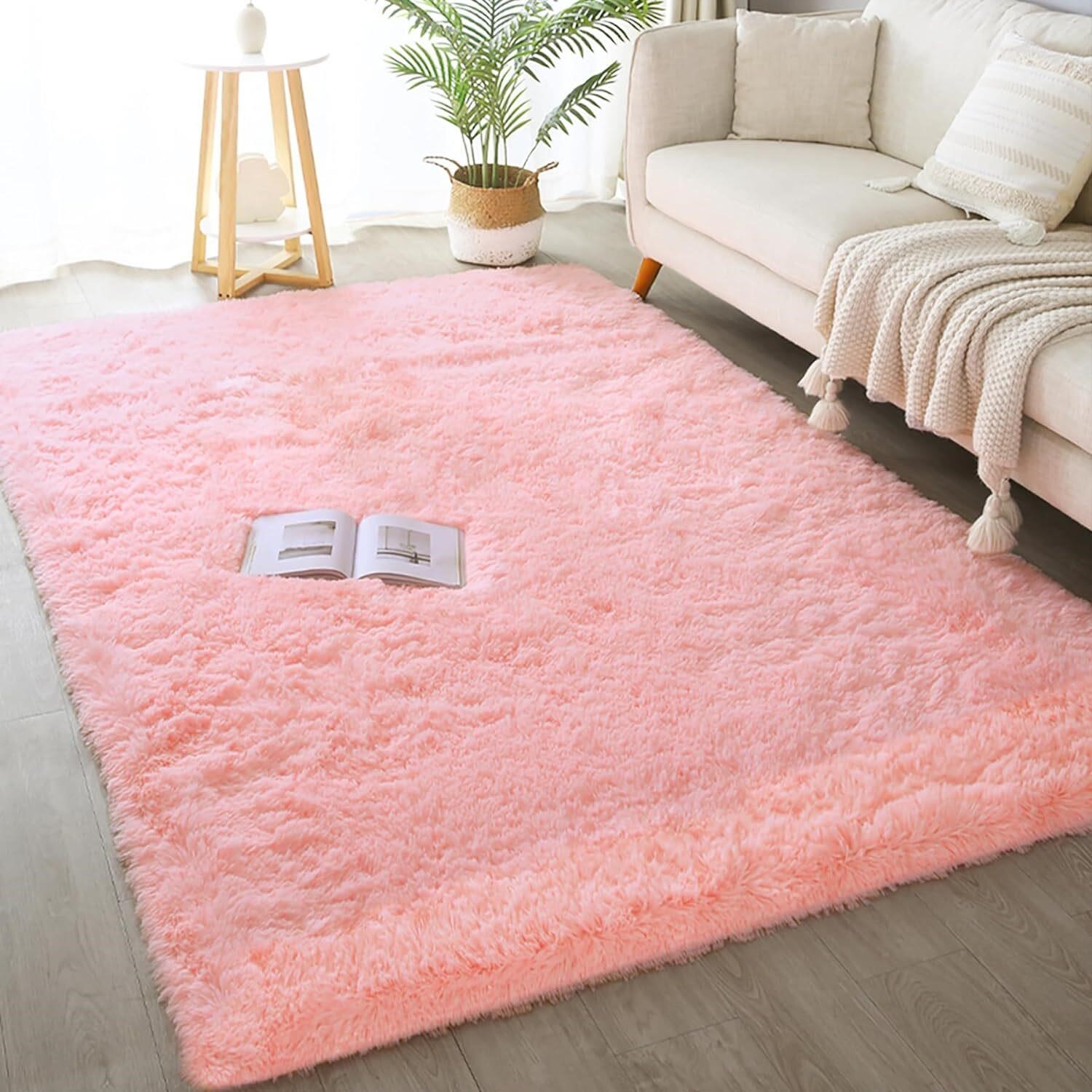 5x8 Pink Area Rug  Washable  Soft  Non-Slip