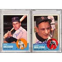 (2) 1963 Topps Baseball Red Sox Auto Cards