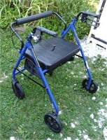 Blue Seated Walker with Hand Brakes