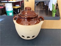 Small brown crock with lid - incense burner?