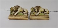 (2) RESIN LION BOOKENDS