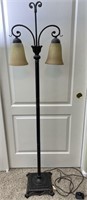 Dual Frosted Glass Shade Metal Base Floor Lamp