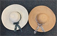 2 Ladies Woven Wide-Brim Hats