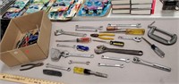 Box of Assorted Tools - Craftsman Wrenches,