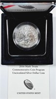 2016-P  Mark Twain  Silver Dollar   Unc