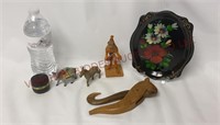 Small Tray, Hand Carved Nut Cracker & Souvenirs