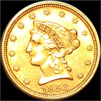 1853 $2.50 Gold Quarter Eagle CLOSELY UNC
