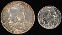 1952-S FRANKLIN BU & 1937 BUFFALO NICKEL GEM BU