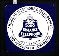 Blue Porcelain Bell System 8 x 8 Sign