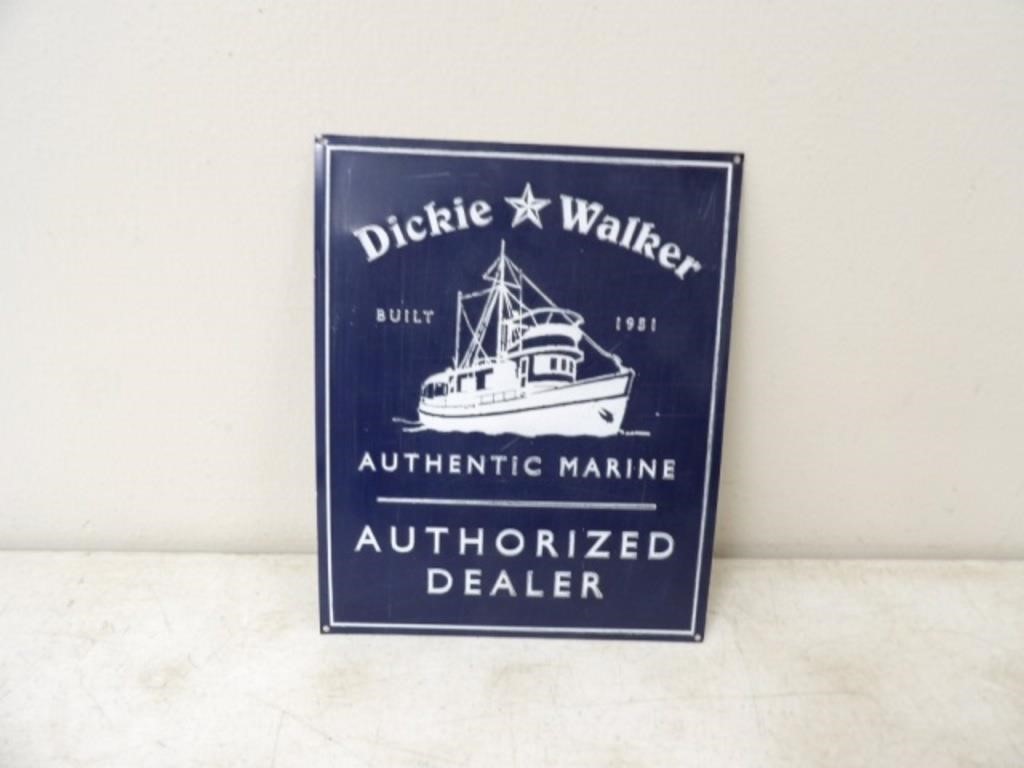 Dickie Walker Marine Dealer Tin Sign 8x10