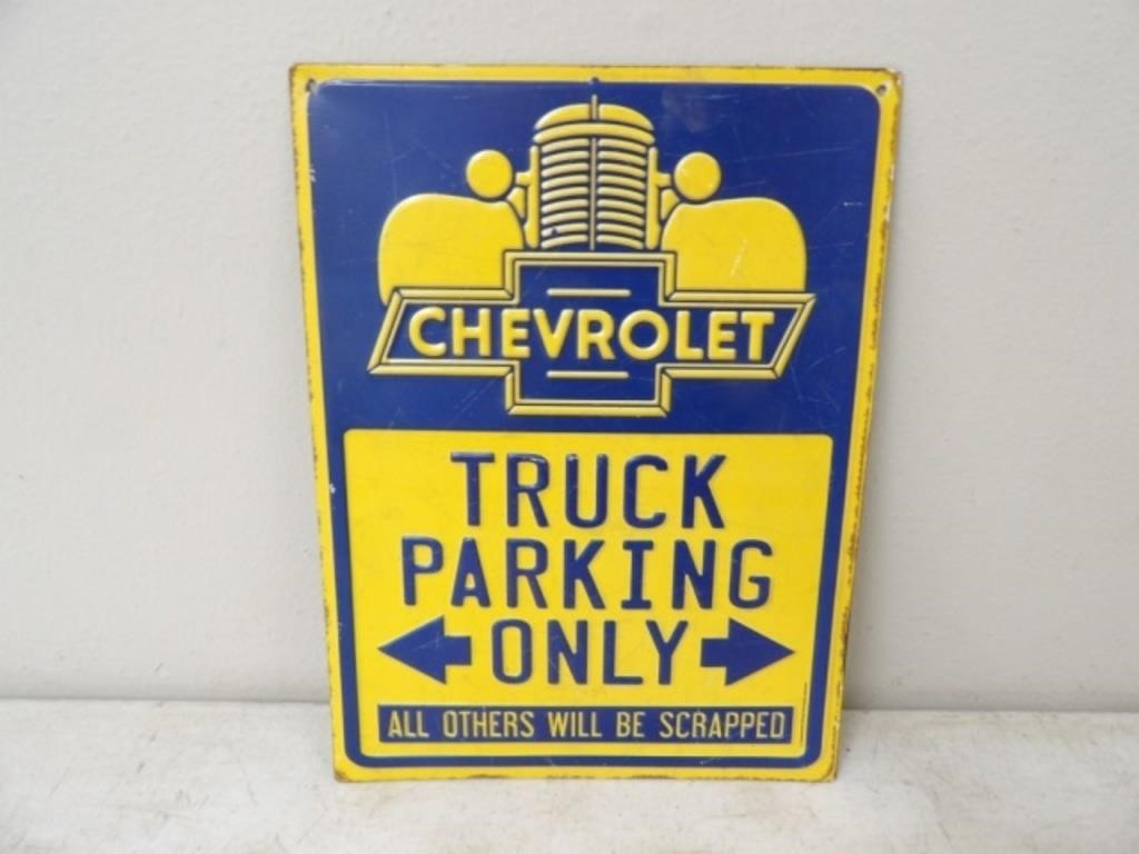 Chevrolet Truck Parking Only Tin Sign 9x12