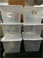 (6) Clear Plastic Totes with Matching Lids
